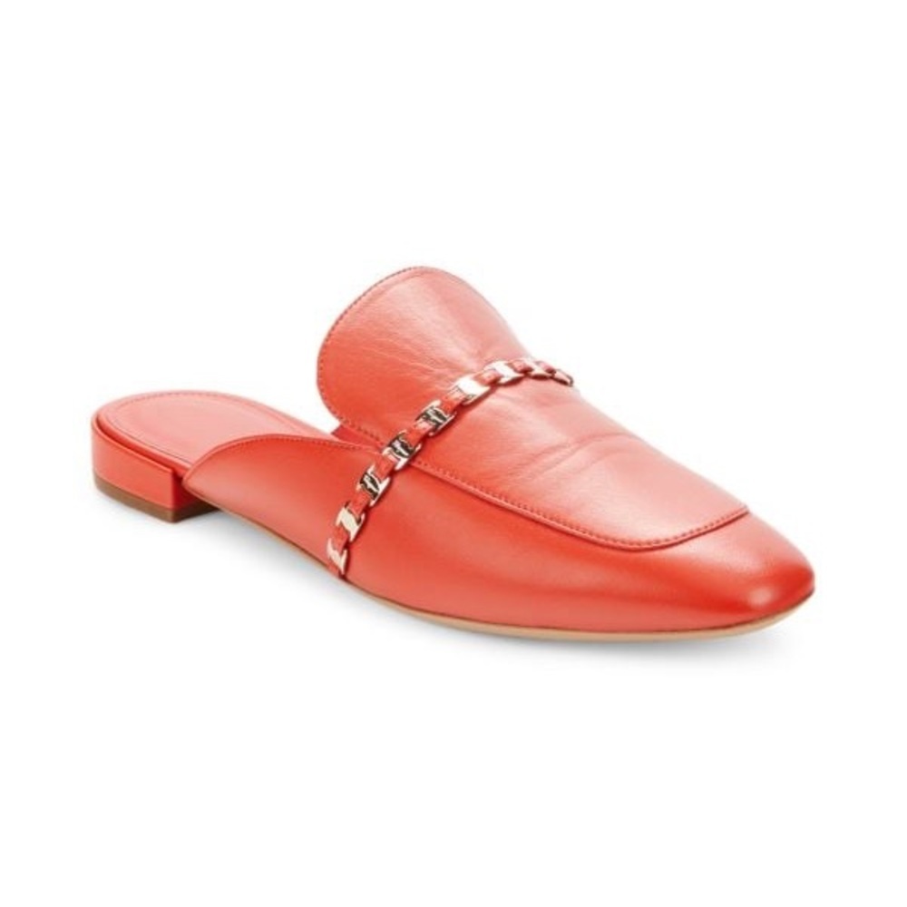 FERRAGAMO Titi Chain Trim Leather Mules